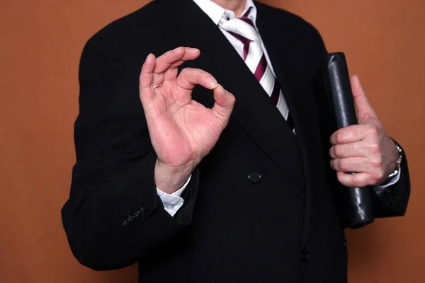 Businessman Showing Gesture Close — Stock Photo, Image