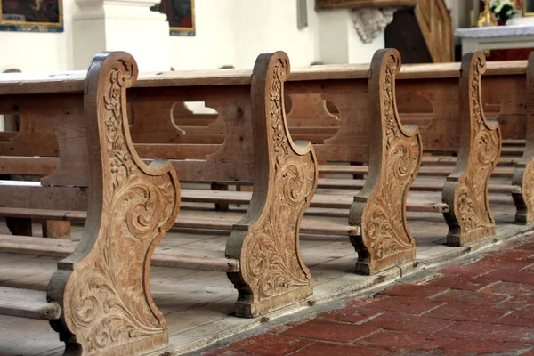 Photo Ancient Praying Church Benches — Stock Photo, Image