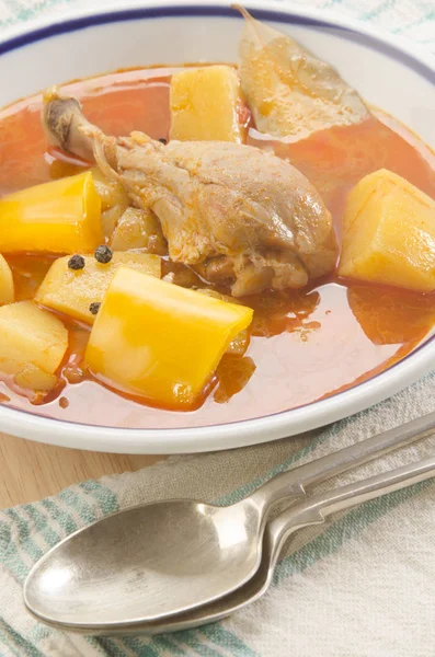 Paprika Potato Soup Cooked Chicken Drumstick — Stock Photo, Image