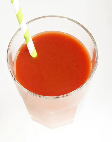 Succo Pomodoro Con Paglia Bicchiere — Foto Stock