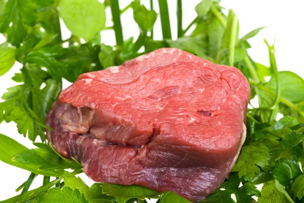 Primer Plano Carne Cruda Fresca Con Verduras — Foto de Stock