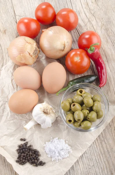 Cibo Preparare Omelette Mediterranea — Foto Stock
