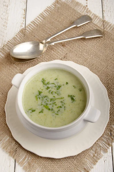 Broccoli Crème Soep Met Vers Gehakte Peterselie — Stockfoto