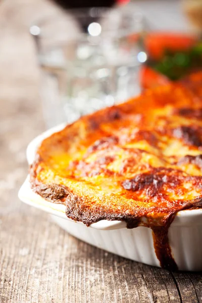 Traditional Lasagna Baking Plate Close — Stock Photo, Image