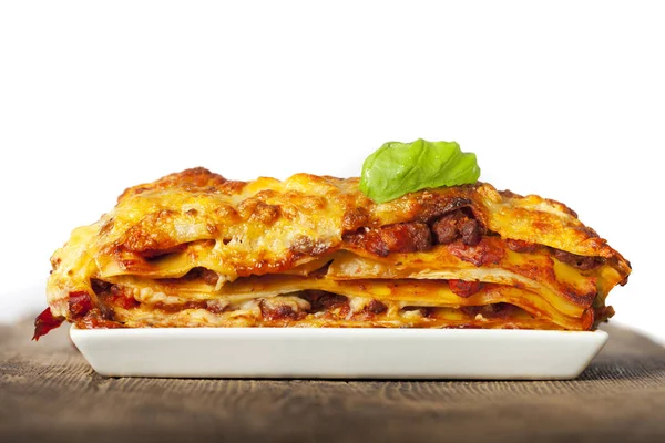 Traditional Lasagna White Plate Close — Stock Photo, Image