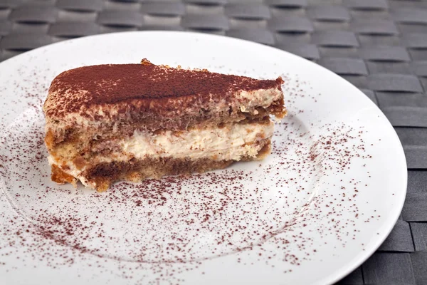 Close Saboroso Bolo Caseiro Tiramisu — Fotografia de Stock