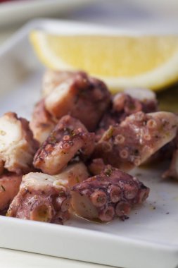 taze Yunan ahtapot salatası plaka Close-Up