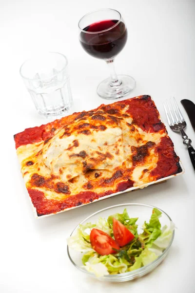 Traditional Lasagna Baking Plate Close — Stock Photo, Image