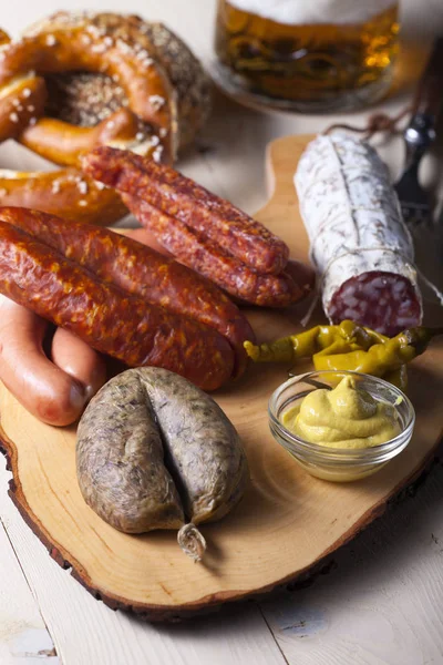 Gros Plan Des Saucisses Maison Traditionnelles Variété — Photo