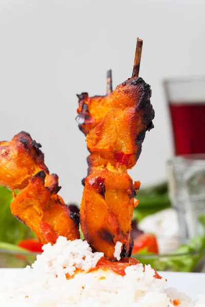 Close Tasty Grilled Tandoori Chicken Plate — Stock Photo, Image