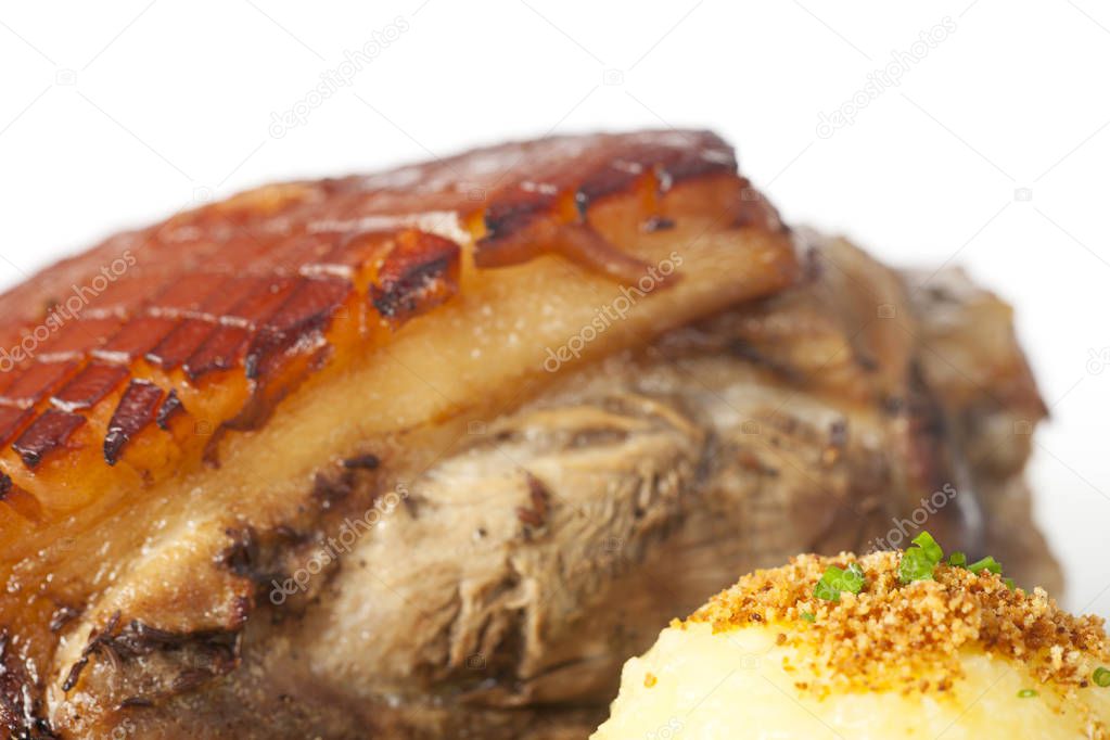 close-up photo of Bavarian Schaeufele meat 