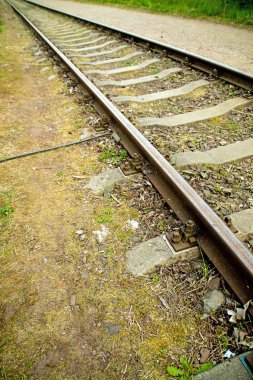 Tren yolu ayrıntıları açık yakın çekim fotoğraf 