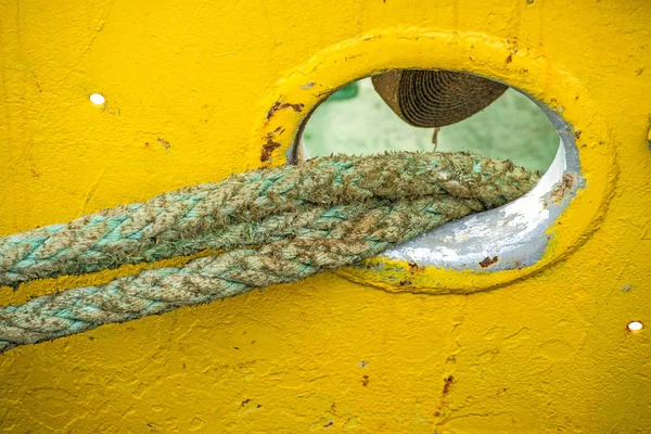 Mooring Lijn Van Trawler Dicht Omhoog Schot — Stockfoto