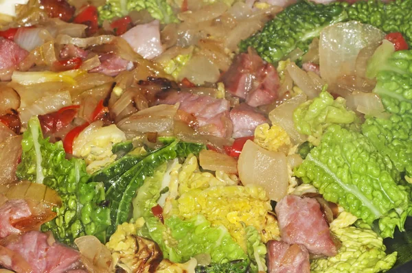 Hotpot Green Kale Bacon — Stock Photo, Image