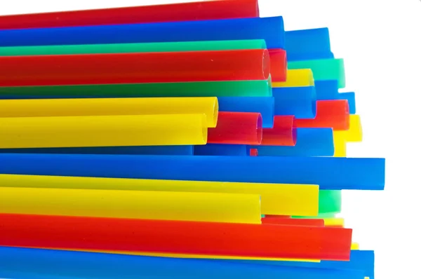 Close Drinking Colored Straws Isolated White Background — Stock Photo, Image