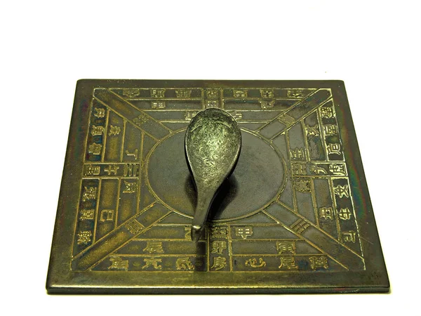 Close Photo Chinese Antique Spoon Compass — Stock Photo, Image