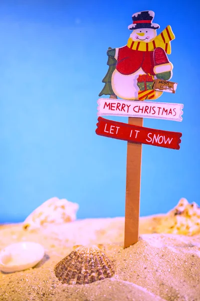 Babbo Natale Una Spiaggia Primo Piano Colpo — Foto Stock