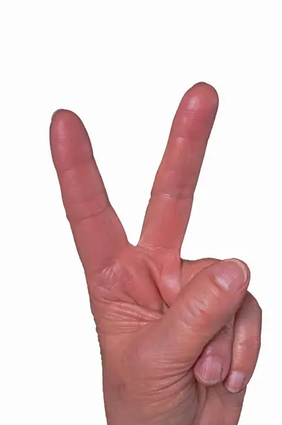 Close Photo Senior Female Hand Gesture — Stock Photo, Image