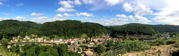 Panoramautsikt Över Staden Lutzelbourg Och Rhine Marne Kanalen Frankrike — Stockfoto