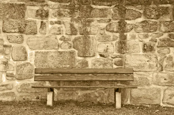 Old Wall With Park Bench