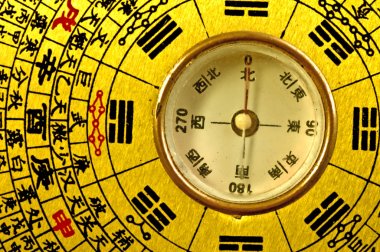 Çin Feng Shui pusulası yakın çekim fotoğraf