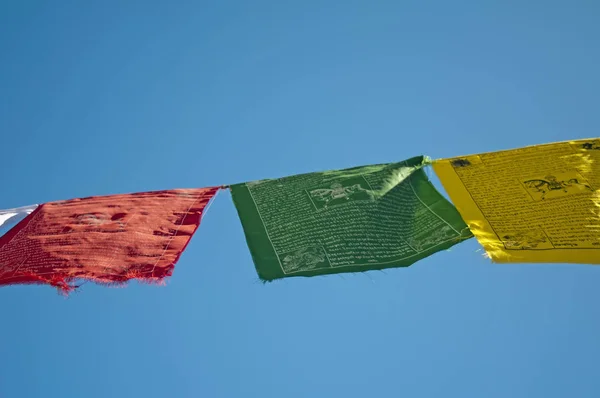 Bandiere Preghiera Del Tibet Close Shot — Foto Stock