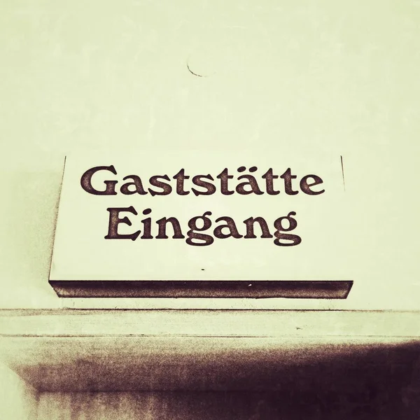 Old German Door Sign Restaurant 60S Means Restaurant Entrance — Stock Photo, Image