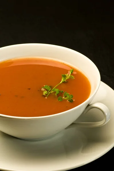 Tomatensoep Witte Kom — Stockfoto