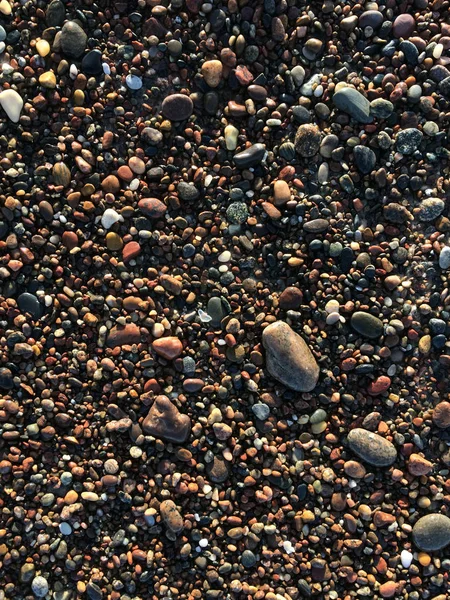 Pebbel Stenar Strand Nära Upp Skott — Stockfoto