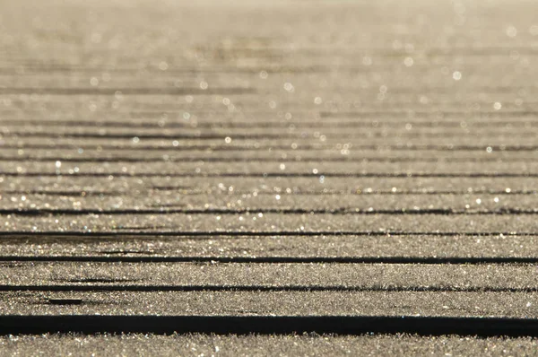 Closeup Footbridge Ice Crystals Stock Photo