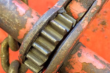 eski paslı metal gearwheel, yakın çekim  