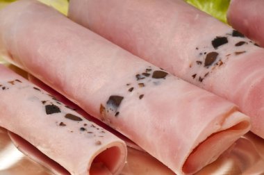 Öğle yemeği için lezzetli domuz jambon Close-Up