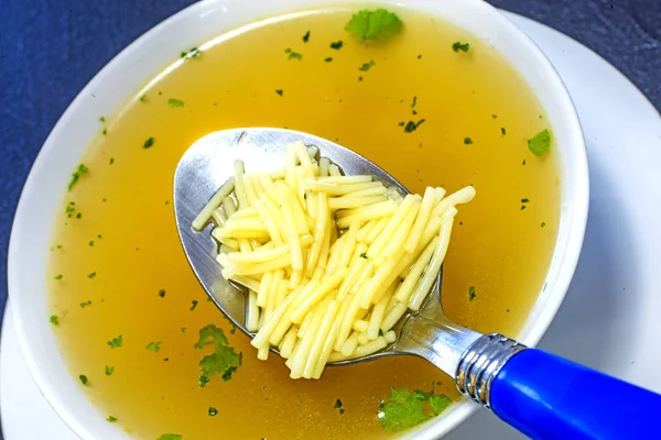 Chicken Broth White Bowl — Stock Photo, Image