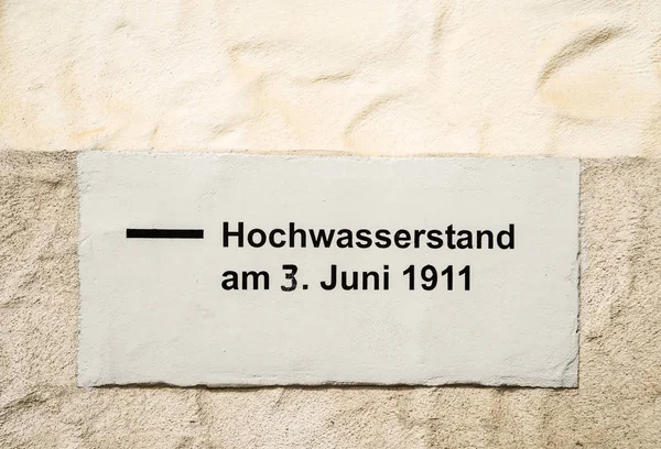 Nahaufnahme Von Hochwassermarker Deutschland — Stockfoto