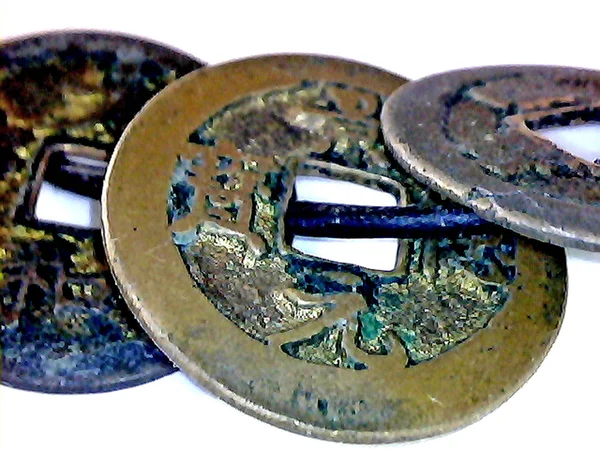 Κινέζικα Κέρματα Κοντινό Πλάνο — Φωτογραφία Αρχείου