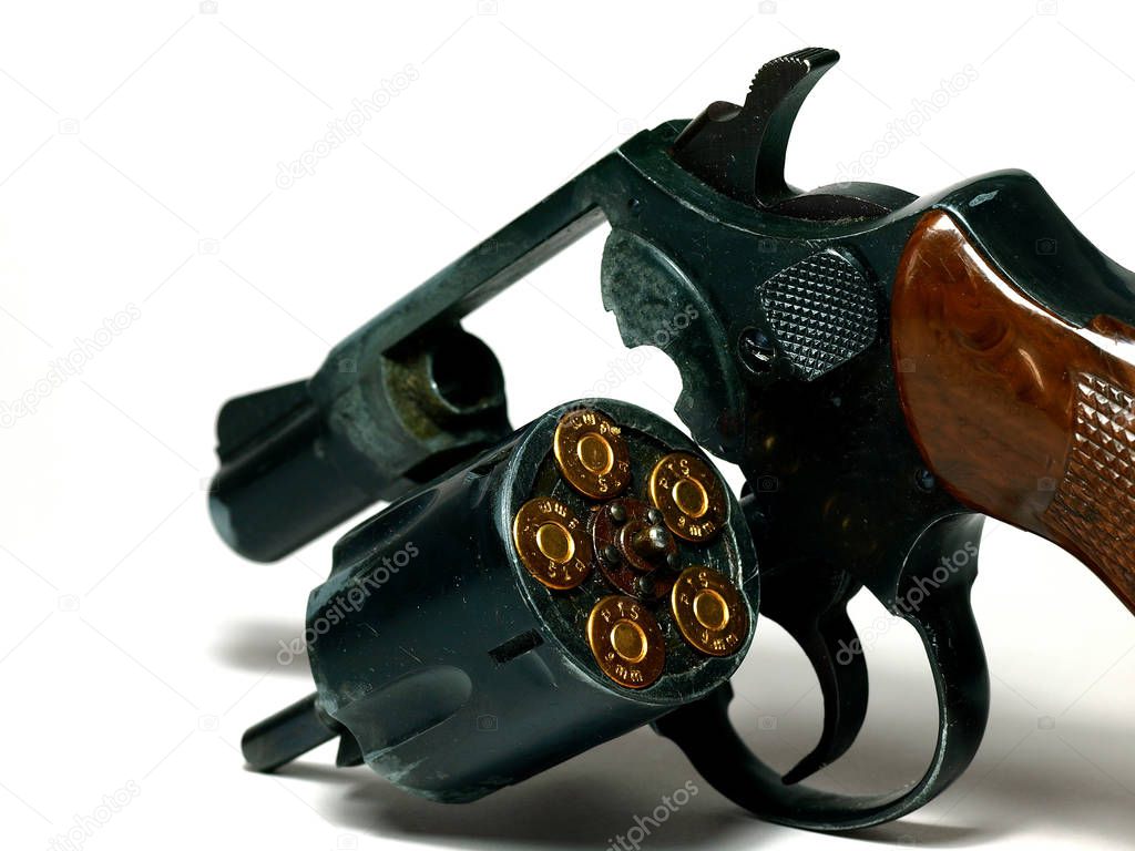 Revolver With Amunition isolated on white background