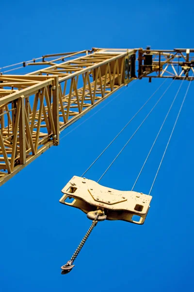 Grúa Construcción Con Cadena Gancho — Foto de Stock