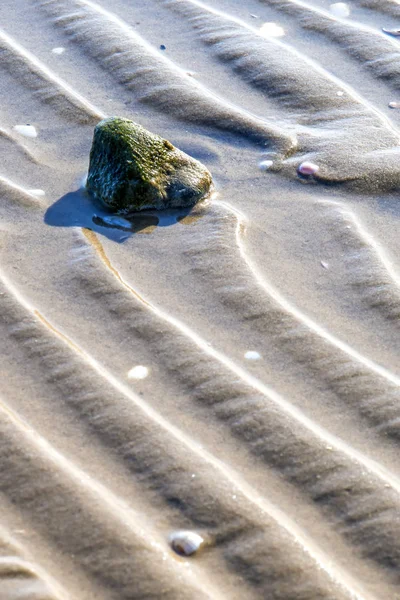 Praia Com Faixas Close Tiro — Fotografia de Stock