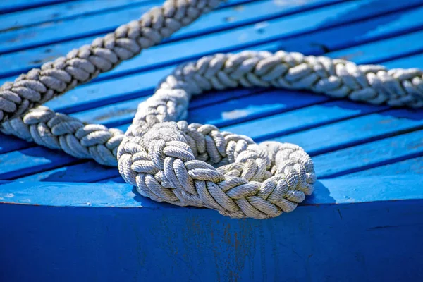 Mooring Lijn Van Trawler Dicht Omhoog Schot — Stockfoto