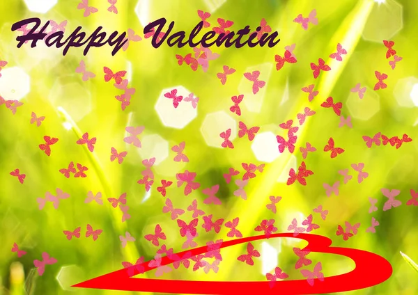 Happy Valentine Day Greeting Card Butterflies — Stock Photo, Image