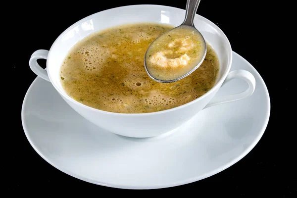 おいしいノルウェー蟹スープ ボウルのクローズ アップ — ストック写真
