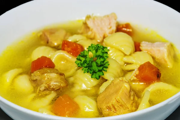 Close Delicious Chicken Soup Noodles — Stock Photo, Image