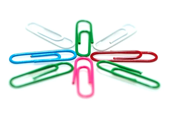 Painted Paper Clips Isolated White Background Close — Stock Photo, Image