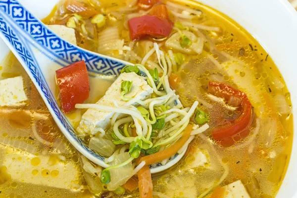 Sopa China Con Tofu Cerca — Foto de Stock