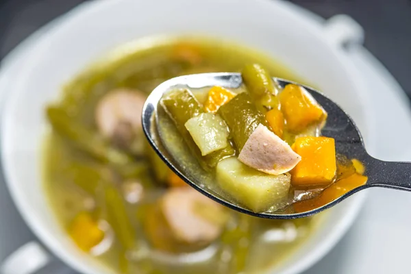 Close Delicious Bean Soup Bowl — Stock Photo, Image