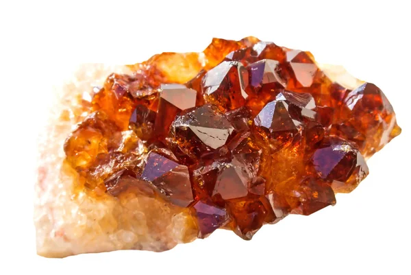 Vackra Garnet Kristaller Isolerad Vit Bakgrund Närbild — Stockfoto