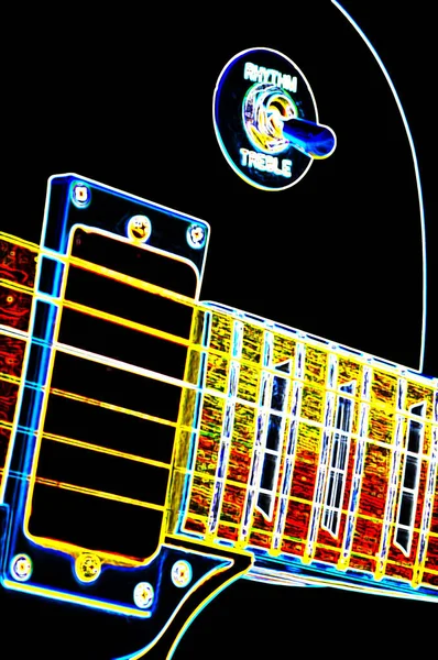 Guitarra Eletrônica Com Contornos Brilhantes — Fotografia de Stock