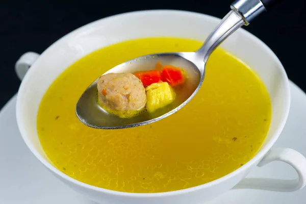 Smakelijke Kippenbouillon Close Shot — Stockfoto