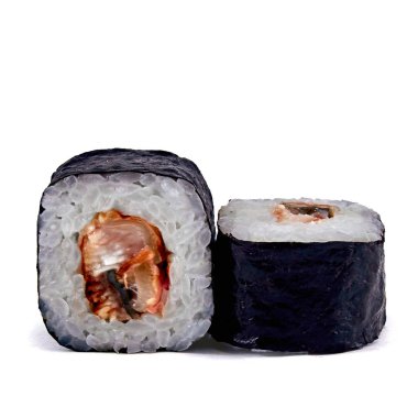 Beyaz arka plan üzerinde suşi. İzole, yakın çekim