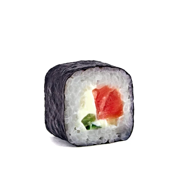 Sushi Białym Tle Białym Tle Zbliżenie — Zdjęcie stockowe